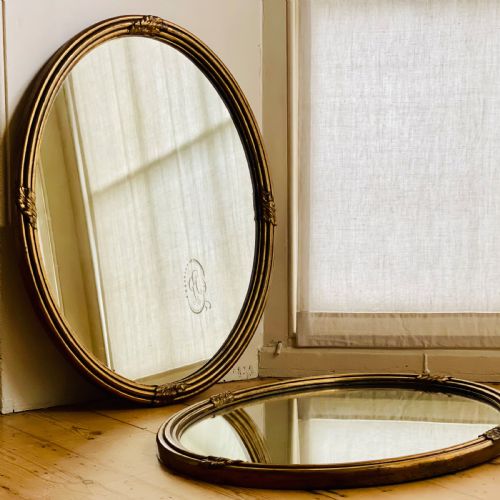 PAIR OF ANTIQUE GILT OVAL MIRRORS - ADDITIONAL PHOTO 2