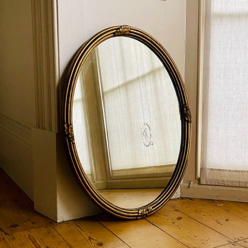 PAIR OF ANTIQUE GILT OVAL MIRRORS - ADDITIONAL PHOTO 3
