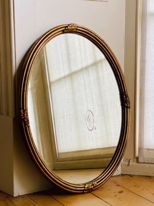 PAIR OF ANTIQUE GILT OVAL MIRRORS - ADDITIONAL PHOTO 4