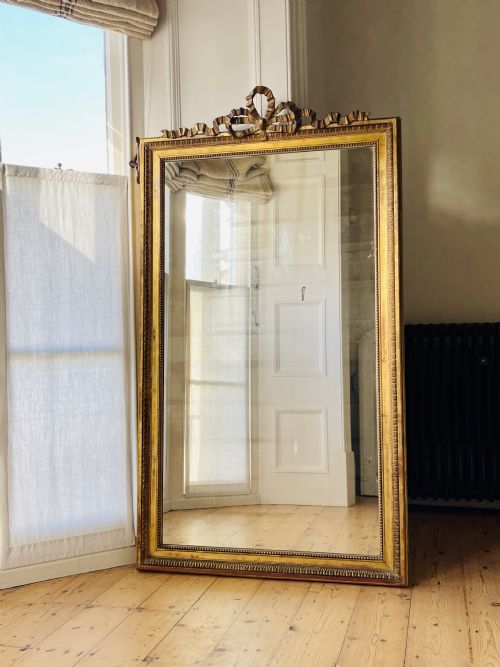 antique french gilt leaner mirror paris - CATEGORY: ANTIQUE MIRRORS - DATED 19TH CENTURY