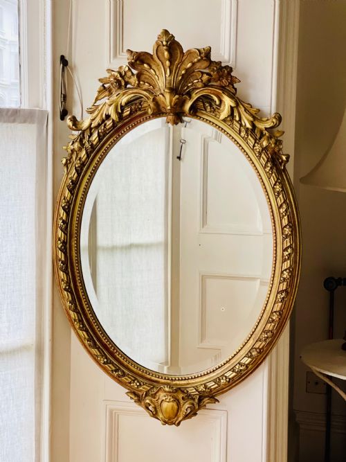 ANTIQUE FRENCH GILT OVAL MIRROR - ADDITIONAL PHOTO 2