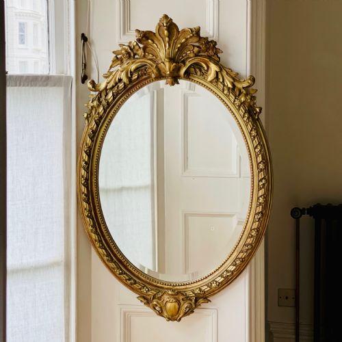 ANTIQUE FRENCH GILT OVAL MIRROR - ADDITIONAL PHOTO 4