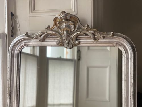 ANTIQUE FRENCH LOUIS XV SILVER GILT MIRROR - ADDITIONAL PHOTO 1