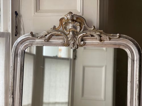 ANTIQUE FRENCH LOUIS XV SILVER GILT MIRROR - ADDITIONAL PHOTO 5