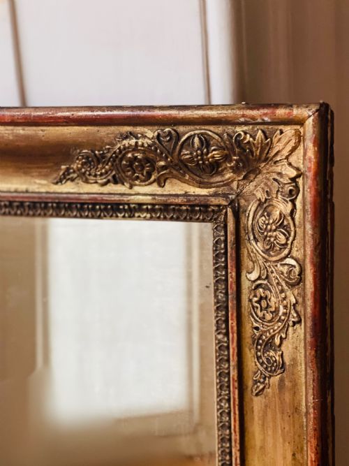 ANTIQUE FRENCH GILT RECTANGULAR MIRROR - ADDITIONAL PHOTO 2