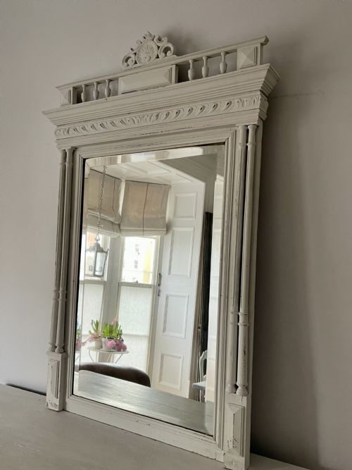 ANTIQUE FRENCH PAINTED MIRROR - ADDITIONAL PHOTO 4
