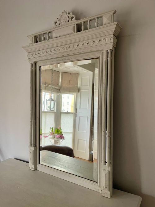 ANTIQUE FRENCH PAINTED MIRROR - ADDITIONAL PHOTO 5