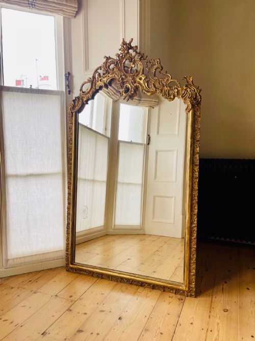 antique french gilt louis xv mirror - CATEGORY: ANTIQUE MIRRORS - DATED 19TH CENTURY
