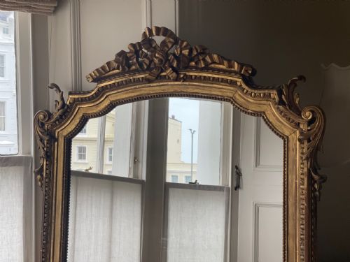 19TH CENTURY FRENCH GILT LEANER MIRROR MERCURY GLASS - ADDITIONAL PHOTO 9