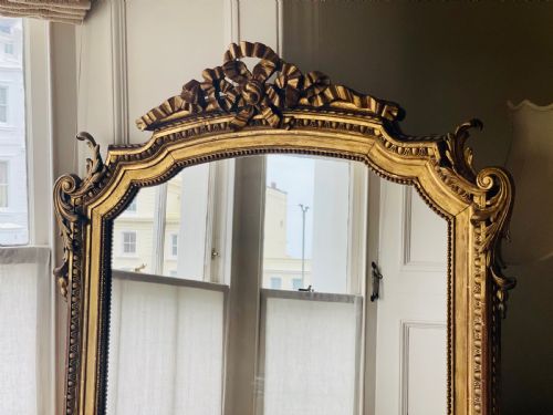 19TH CENTURY FRENCH GILT LEANER MIRROR MERCURY GLASS - ADDITIONAL PHOTO 12
