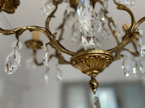 ANTIQUE FRENCH 6 BRANCH CHANDELIER - ADDITIONAL PHOTO 2