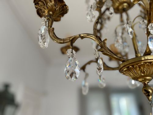 ANTIQUE FRENCH 6 BRANCH CHANDELIER - ADDITIONAL PHOTO 3