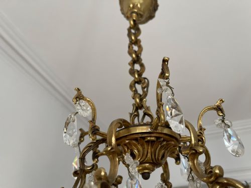 ANTIQUE FRENCH 6 BRANCH CHANDELIER - ADDITIONAL PHOTO 5
