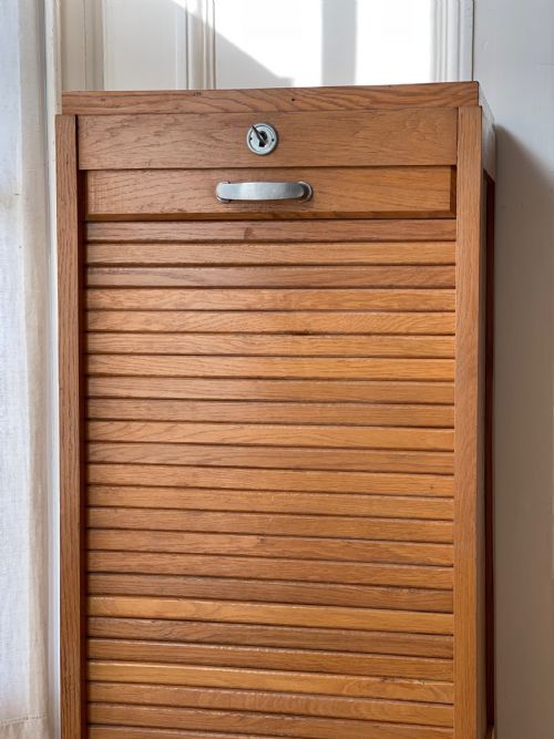 ANTIQUE FRENCH OAK TAMBOUR CABINET - ADDITIONAL PHOTO 1