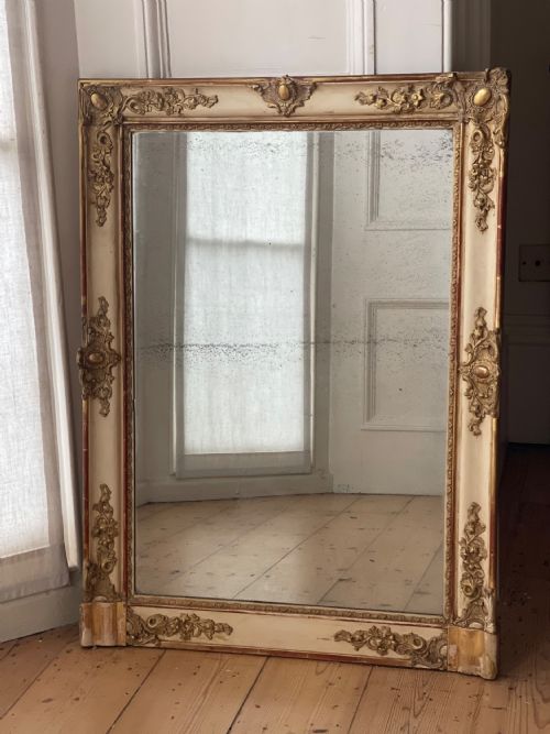 ANTIQUE FRENCH GILT AND GESSO NAPOLON III MIRROR - ADDITIONAL PHOTO 1