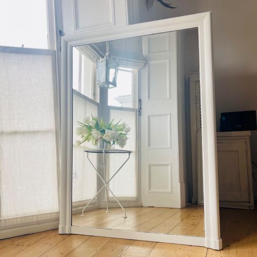 LARGE ANTIQUE FRENCH PAINTED MIRROR - ADDITIONAL PHOTO 1