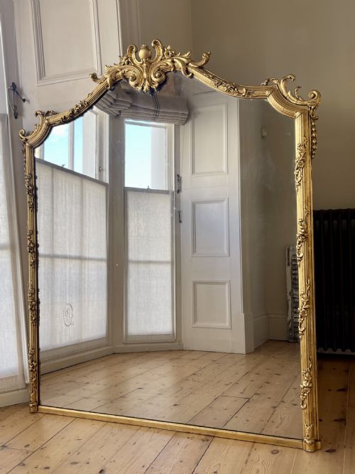 large antique french gilt mirror - CATEGORY: ANTIQUE MIRRORS - DATED 19TH CENTURY