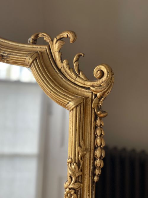 LARGE ANTIQUE FRENCH GILT MIRROR - ADDITIONAL PHOTO 4