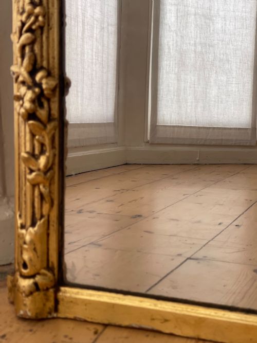 LARGE ANTIQUE FRENCH GILT MIRROR - ADDITIONAL PHOTO 6