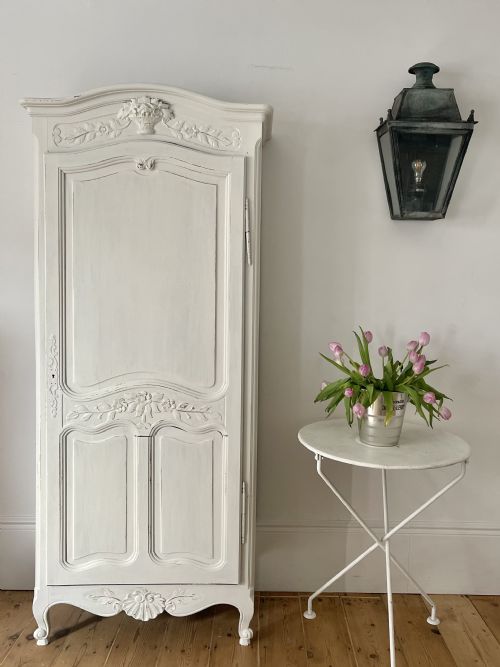 ANTIQUE FRENCH OAK PAINTED CUPBOARD - ADDITIONAL PHOTO 14
