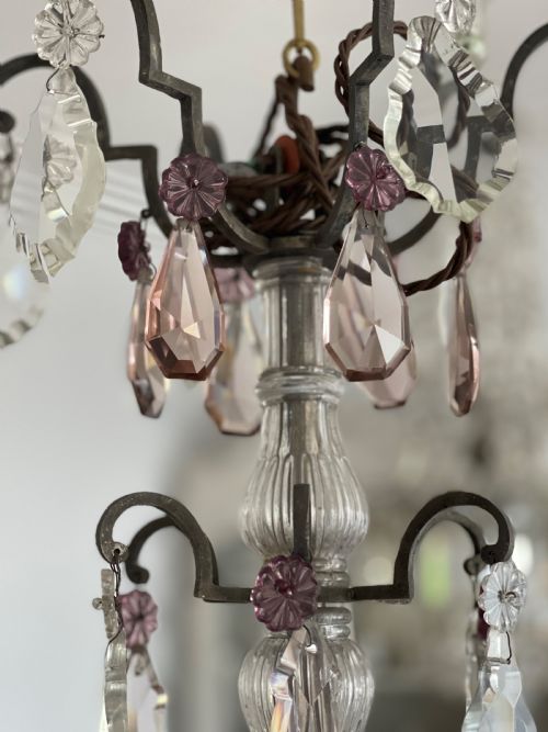 ANTIQUE FRENCH CRYSTAL CHANDELIER REWIRED - ADDITIONAL PHOTO 1