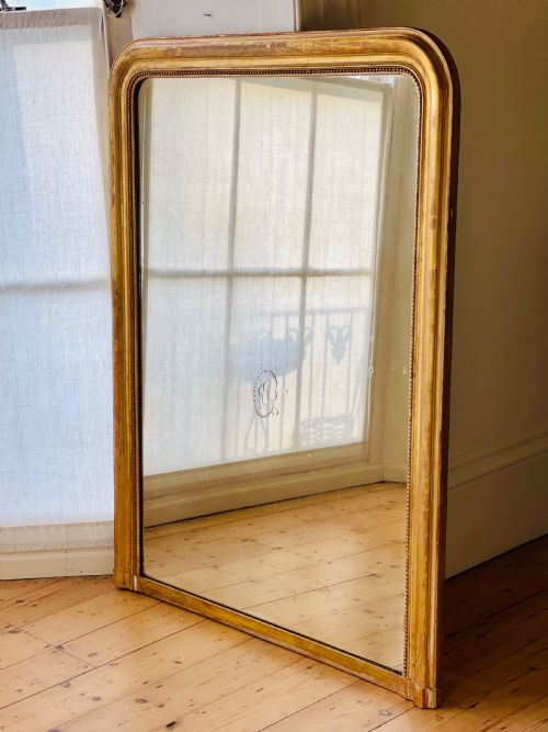 19TH CENTURY FRENCH GILT LOUIS PHILIPPE MIRROR MERCURY GLASS - ADDITIONAL PHOTO 9