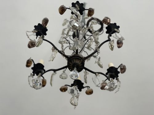 ANTIQUE FRENCH CRYSTAL 6 BRANCH CHANDELIER - ADDITIONAL PHOTO 1