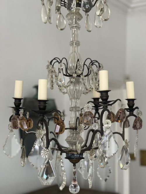 ANTIQUE FRENCH CRYSTAL 6 BRANCH CHANDELIER - ADDITIONAL PHOTO 8