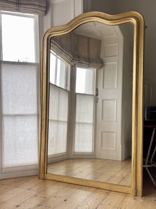 ANTIQUE FRENCH GILT LEANER MIRROR MERCURY GLASS - ADDITIONAL PHOTO 4
