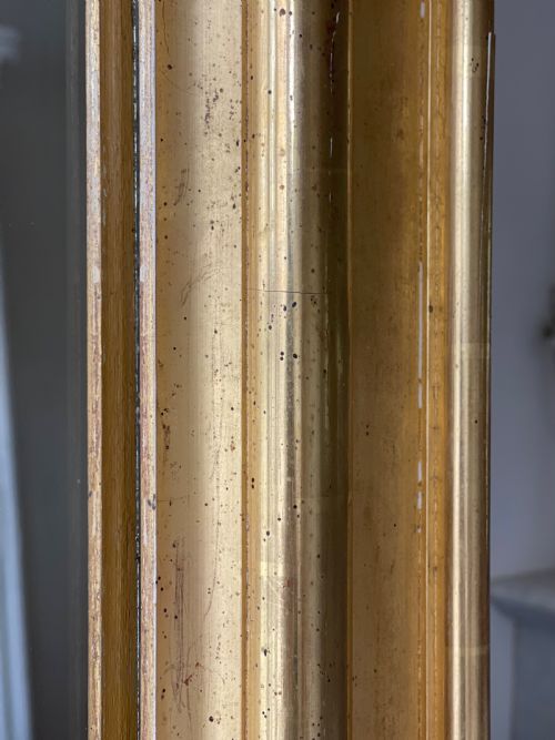 ANTIQUE FRENCH GILT LEANER MIRROR MERCURY GLASS - ADDITIONAL PHOTO 5