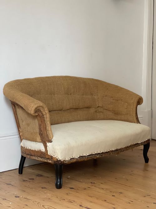 antique french scroll top sofa - CATEGORY: ANTIQUE SOFAS - DATED 19TH CENTURY