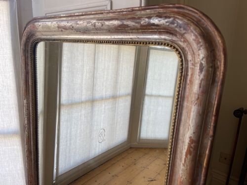 ANTIQUE FRENCH SILVER GILT MIRROR - ADDITIONAL PHOTO 5