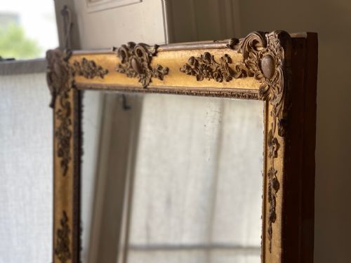 LARGE ANTIQUE FRENCH GILT LEANER MIRROR - ADDITIONAL PHOTO 4