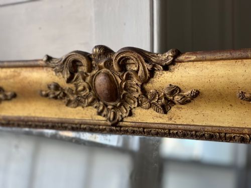LARGE ANTIQUE FRENCH GILT LEANER MIRROR - ADDITIONAL PHOTO 8