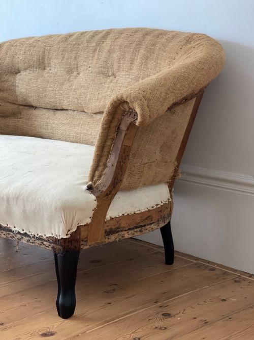 ANTIQUE FRENCH SCROLL TOP SOFA - ADDITIONAL PHOTO 5