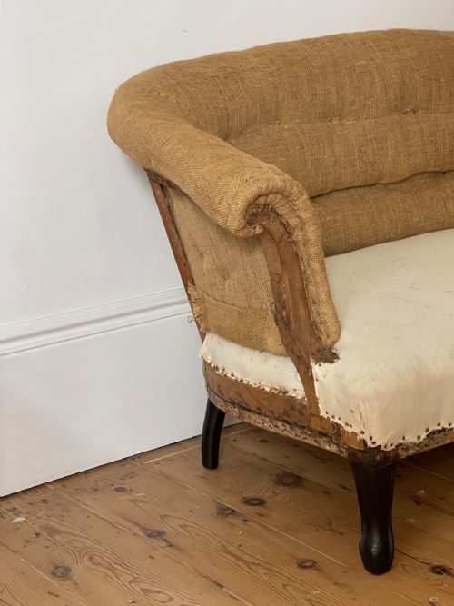 ANTIQUE FRENCH SCROLL TOP SOFA - ADDITIONAL PHOTO 4