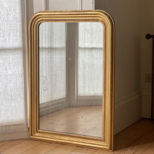 19TH CENTURY FRENCH GILT LOUIS PHILIPPE MIRROR MERCURY GLASS - ADDITIONAL PHOTO 2