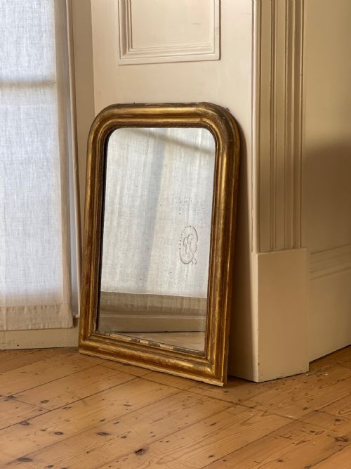 ANTIQUE FRENCH GILT LOUIS PHILIPPE MIRROR MERCURY GLASS - ADDITIONAL PHOTO 5