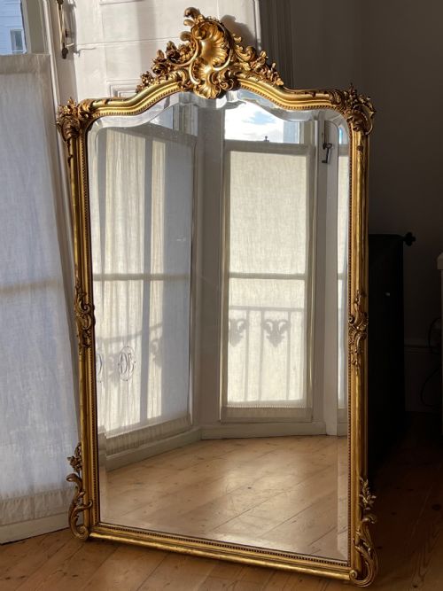 antique french gilt louis xv mirror bevelled glass - CATEGORY: ANTIQUE MIRRORS - DATED 19TH CENTURY