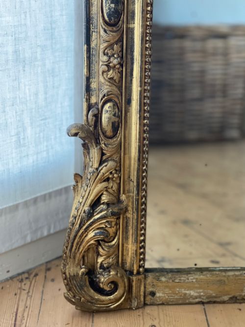 ANTIQUE FRENCH GILT LEANER MIRROR OVERMANTEL - ADDITIONAL PHOTO 9