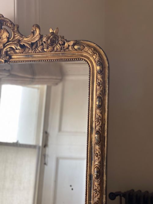 ANTIQUE FRENCH GILT LEANER MIRROR OVERMANTEL - ADDITIONAL PHOTO 10