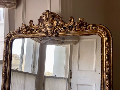 ANTIQUE FRENCH GILT LEANER MIRROR OVERMANTEL - ADDITIONAL PHOTO 12