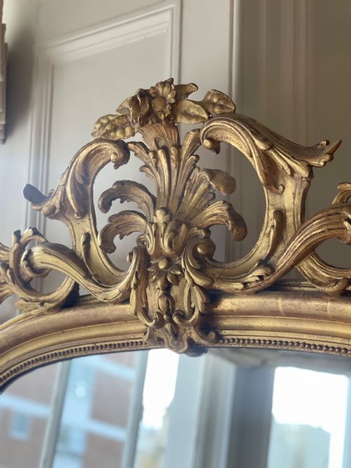 19TH CENTURY FRENCH GILT LEANER MIRROR MERCURY GLASS - ADDITIONAL PHOTO 4
