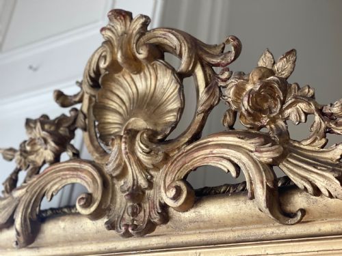 LARGE ANTIQUE FRENCH GILT MIRROR - ADDITIONAL PHOTO 6