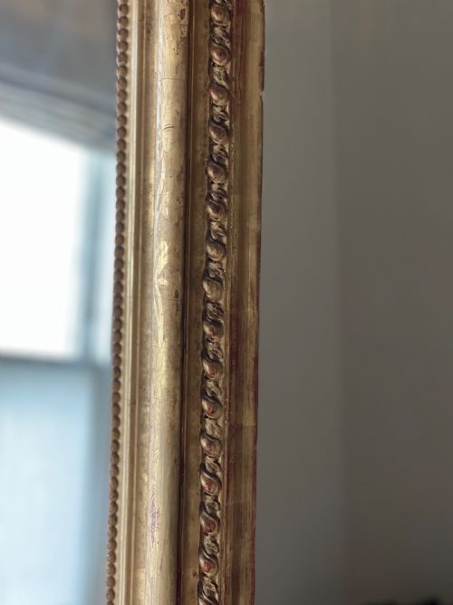 LARGE ANTIQUE FRENCH GILT MIRROR - ADDITIONAL PHOTO 7
