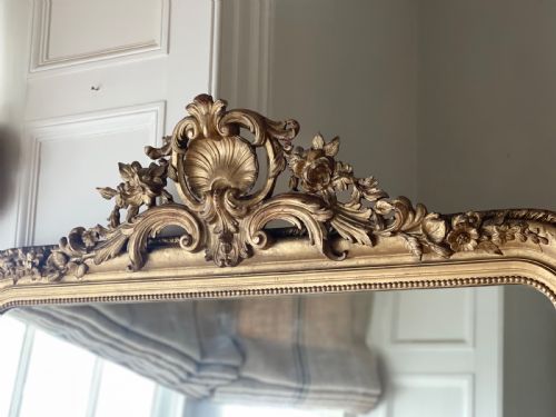 LARGE ANTIQUE FRENCH GILT MIRROR - ADDITIONAL PHOTO 8