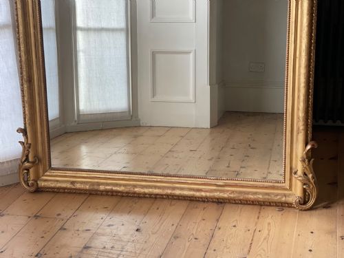 LARGE ANTIQUE FRENCH GILT MIRROR - ADDITIONAL PHOTO 9