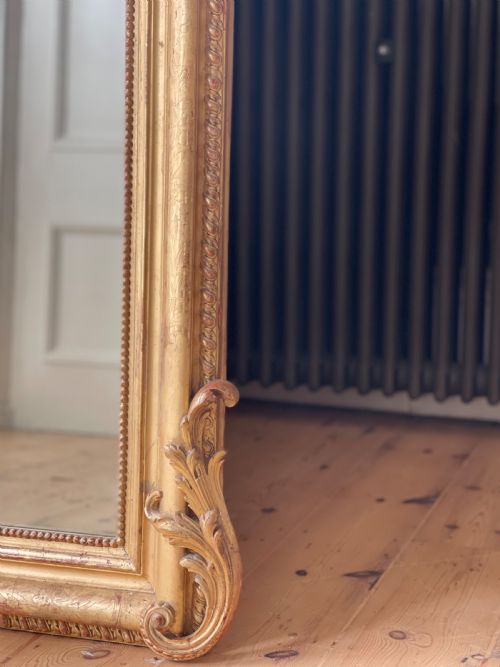 LARGE ANTIQUE FRENCH GILT MIRROR - ADDITIONAL PHOTO 1