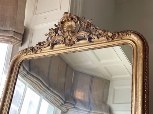 LARGE ANTIQUE FRENCH GILT MIRROR - ADDITIONAL PHOTO 2