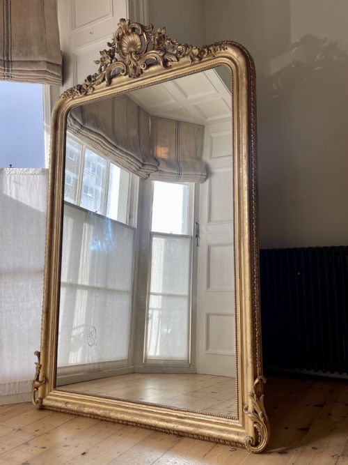 LARGE ANTIQUE FRENCH GILT MIRROR - ADDITIONAL PHOTO 4